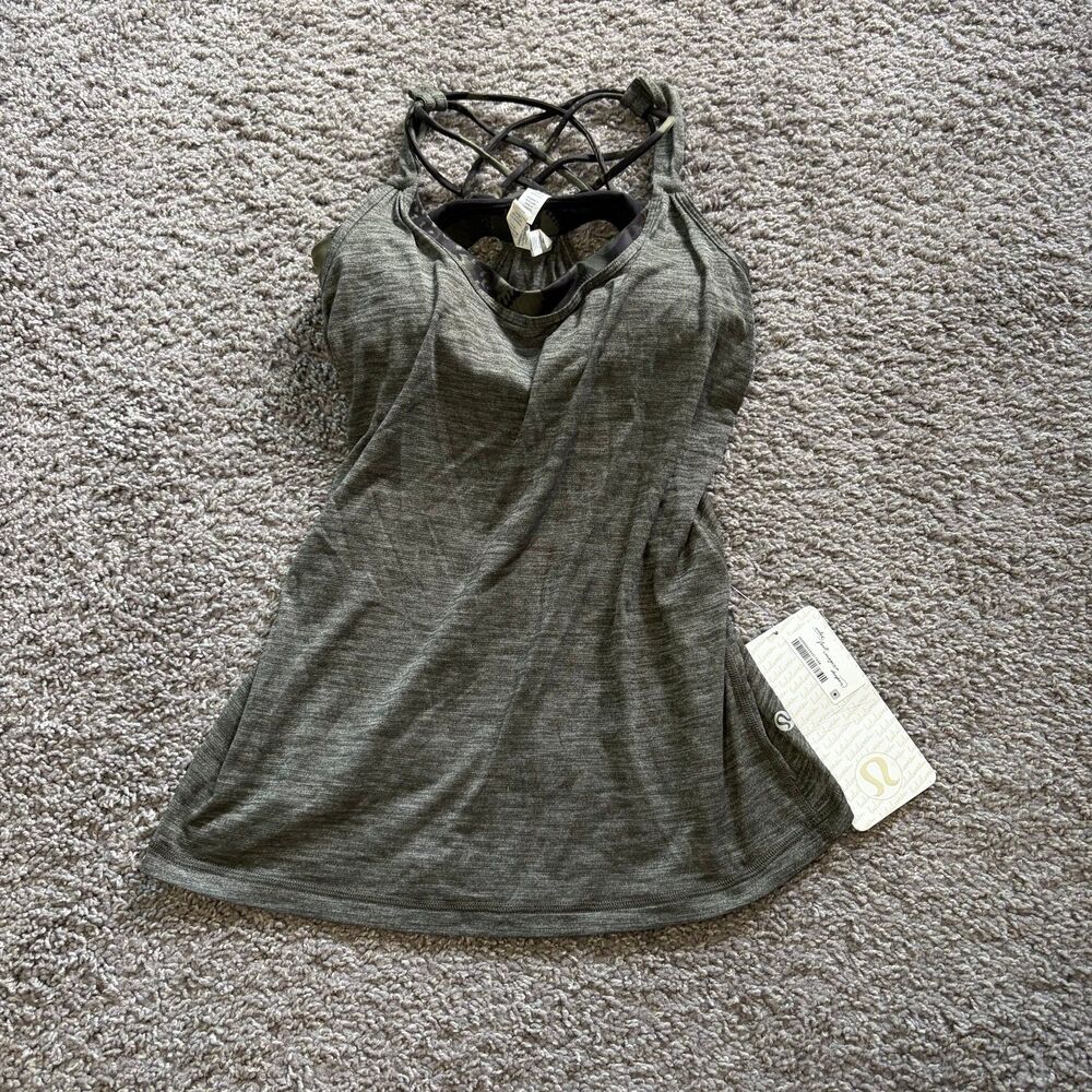 NEW Lululemon Sunset Salutation Tank Top Green Camo Women’s Size 4 US